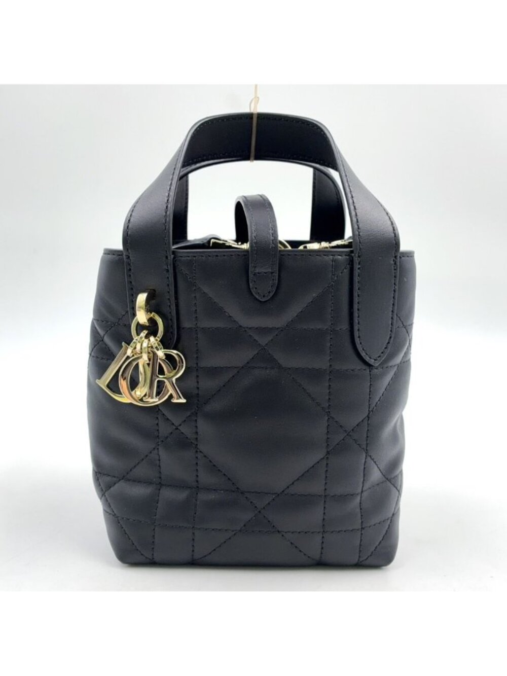 Dior Toujours Height 2-Way Shoulder Calfskin Black Handbag Gold